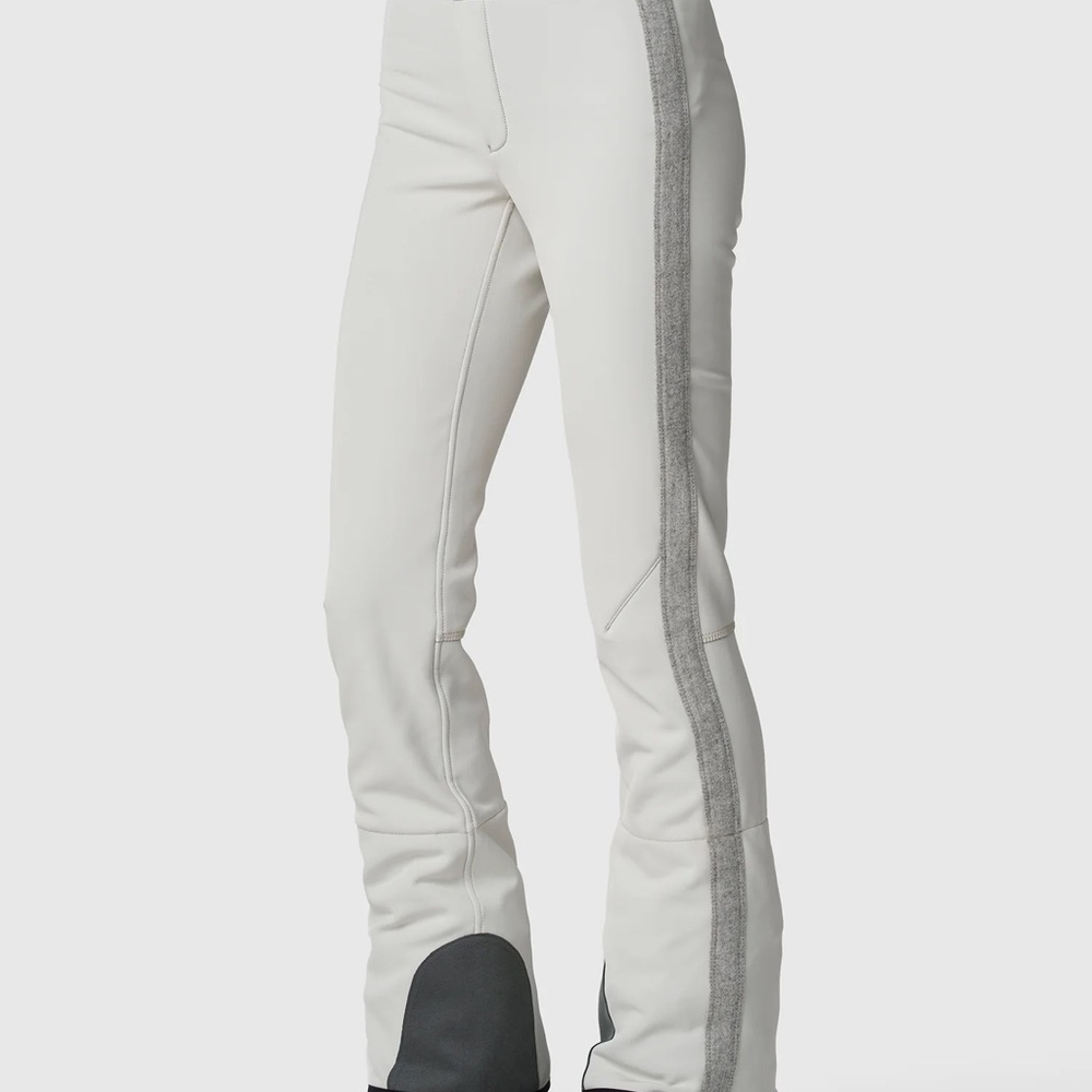Stylish White Ski Pants with Gray Accents